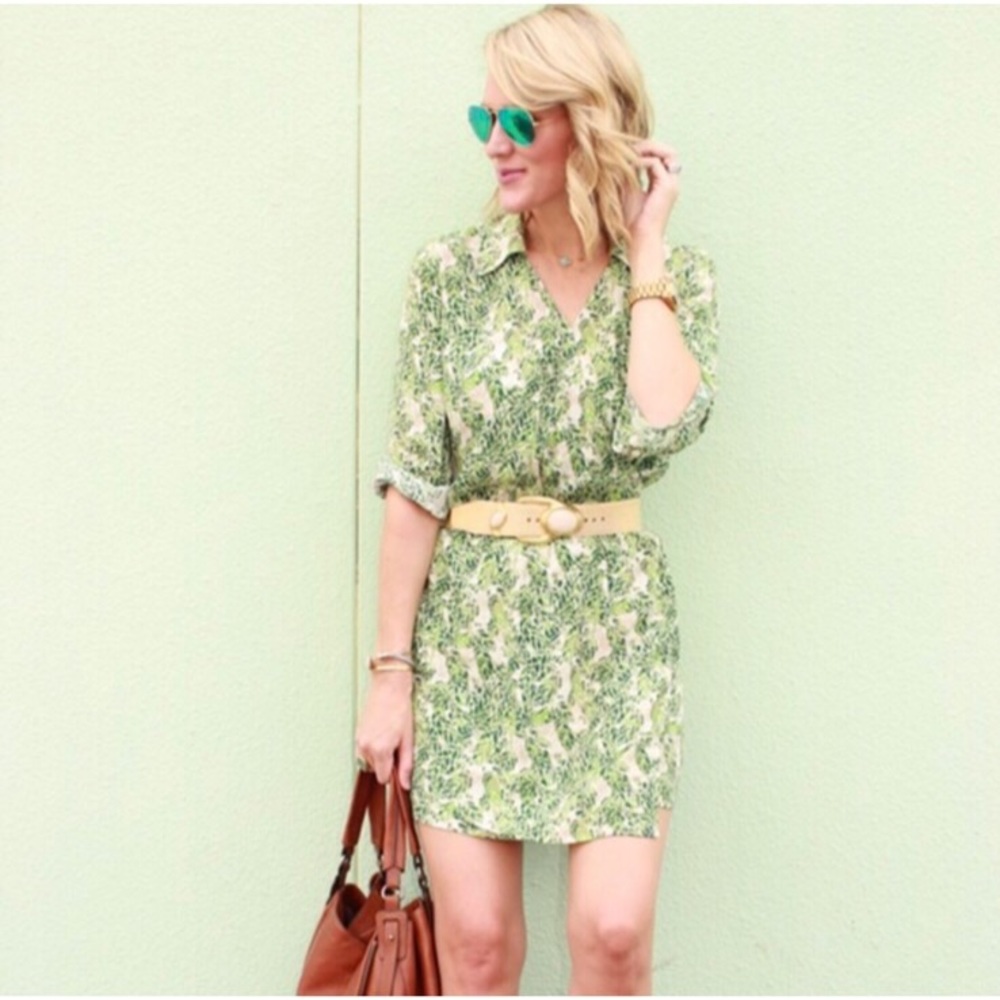 CAbi Leaf Print Wrap Dress